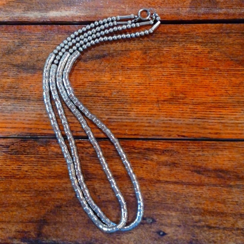 Vintage silver tone cup bead hand strung necklace.